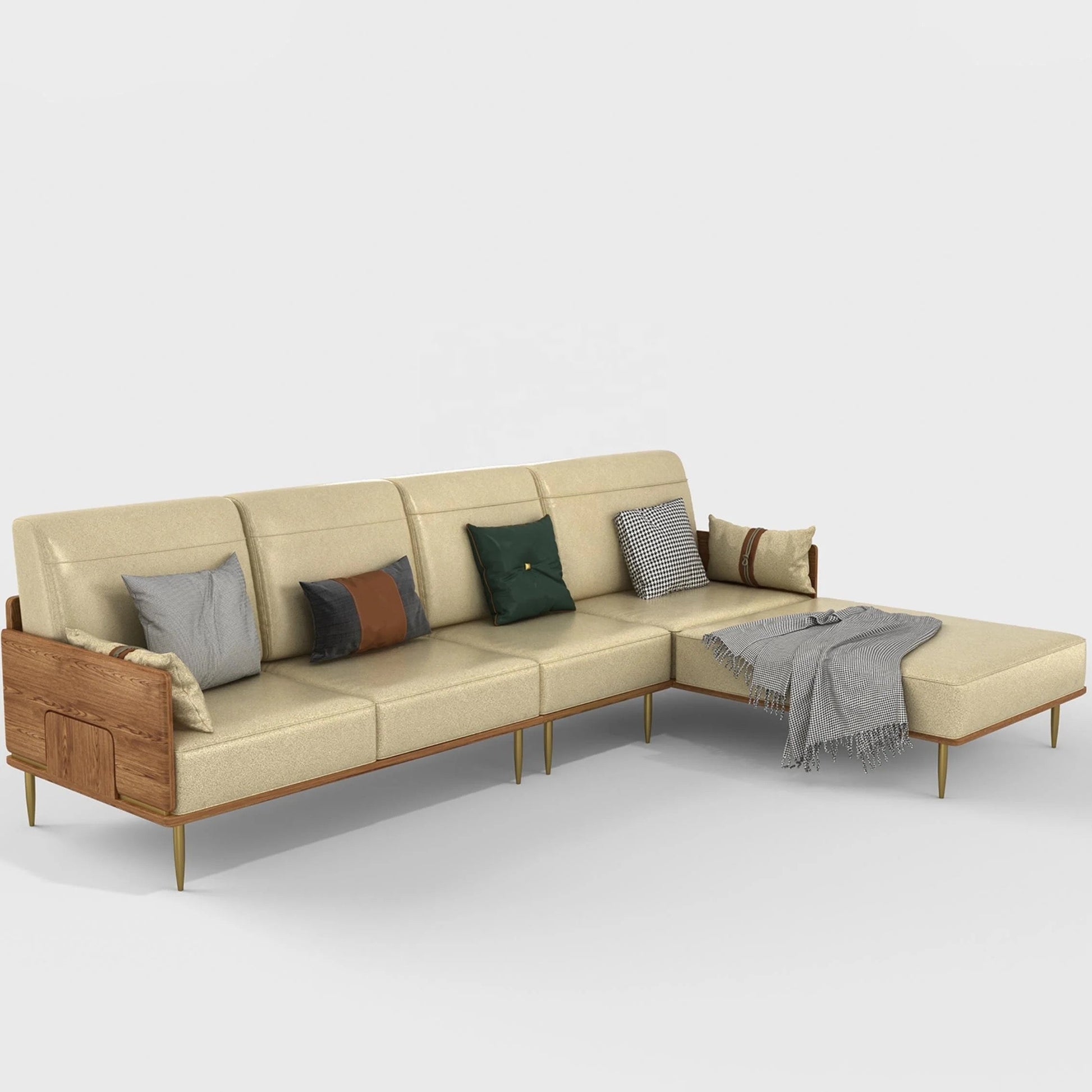 L Shaped Genuine Leather PU Sofa Sectional Corner 7 Seater Sofa Set