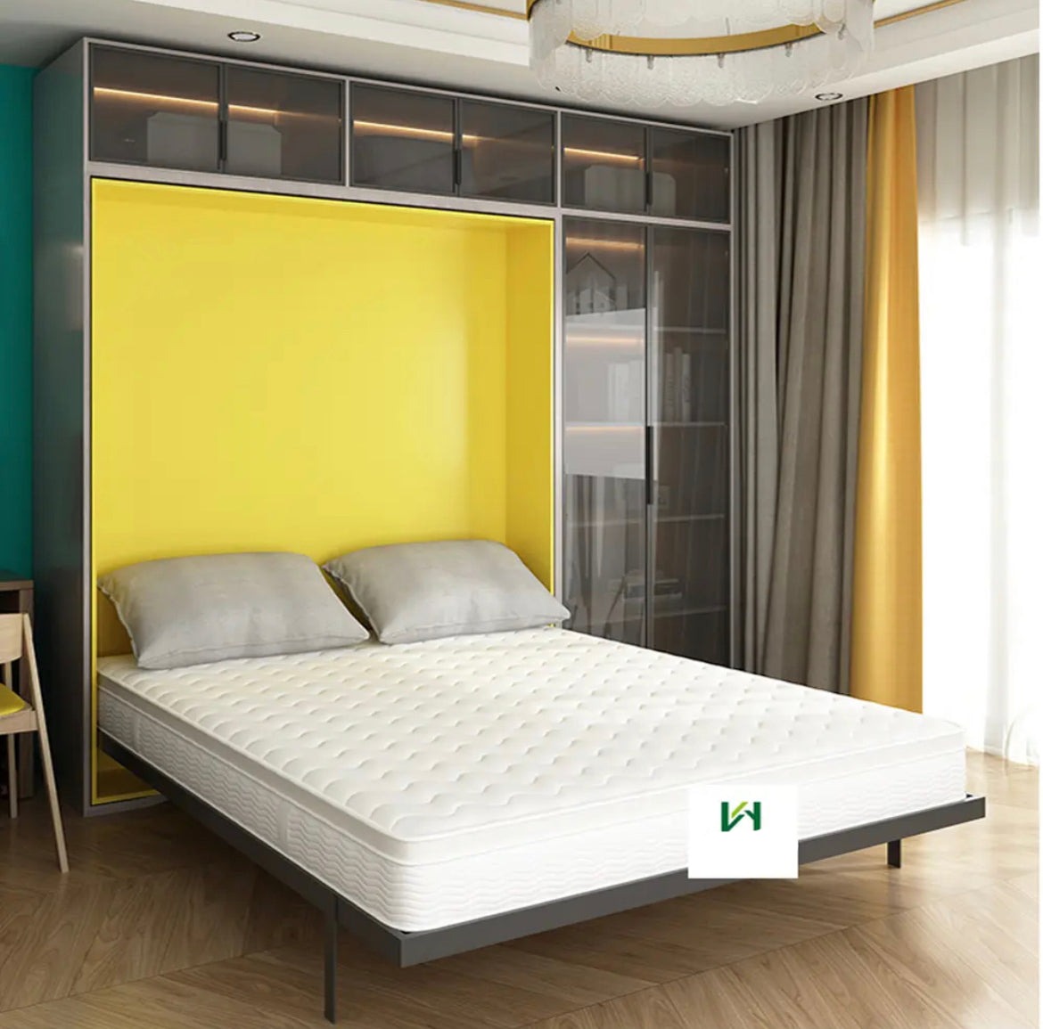 Wall Bed Custom Made Multipurpose Smart Bedroom Furniture Rotating Space Saving Hidden Wall Murphy Beds 