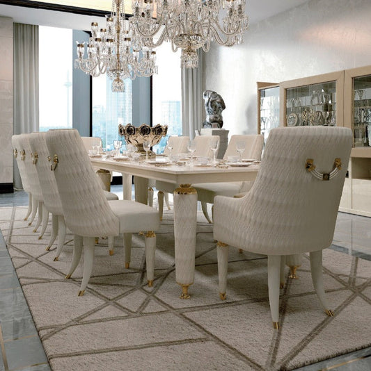 Ensemble de table à manger de style baroque, design de luxe, ensemble Esstisch de salle à manger antique italienne 