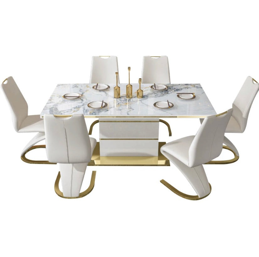 Table à manger luxe sirène ardoise brillante Esstisch ensembles de meubles de salon 