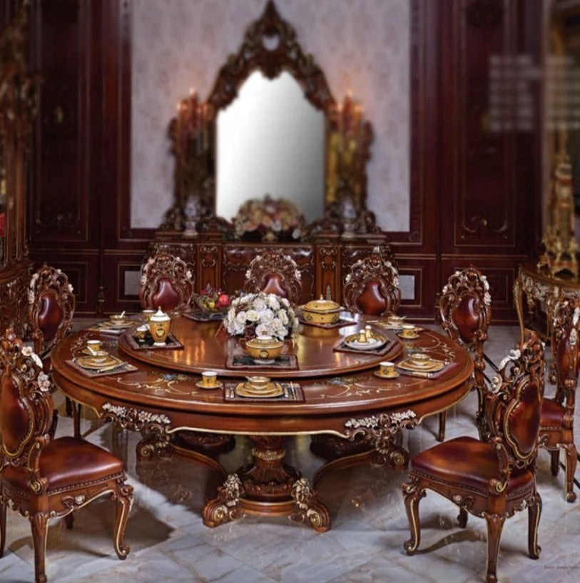French Baroque Design Luxury Dining Room Carved Table Hand Made Antique Style Set 