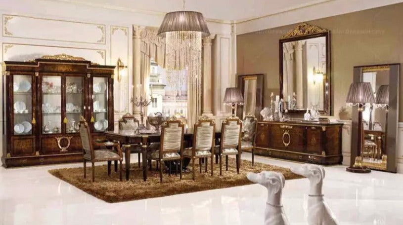 English Baroque Design Luxury Dining Furniture Set Antique Solid Wood Esszimmer-Set