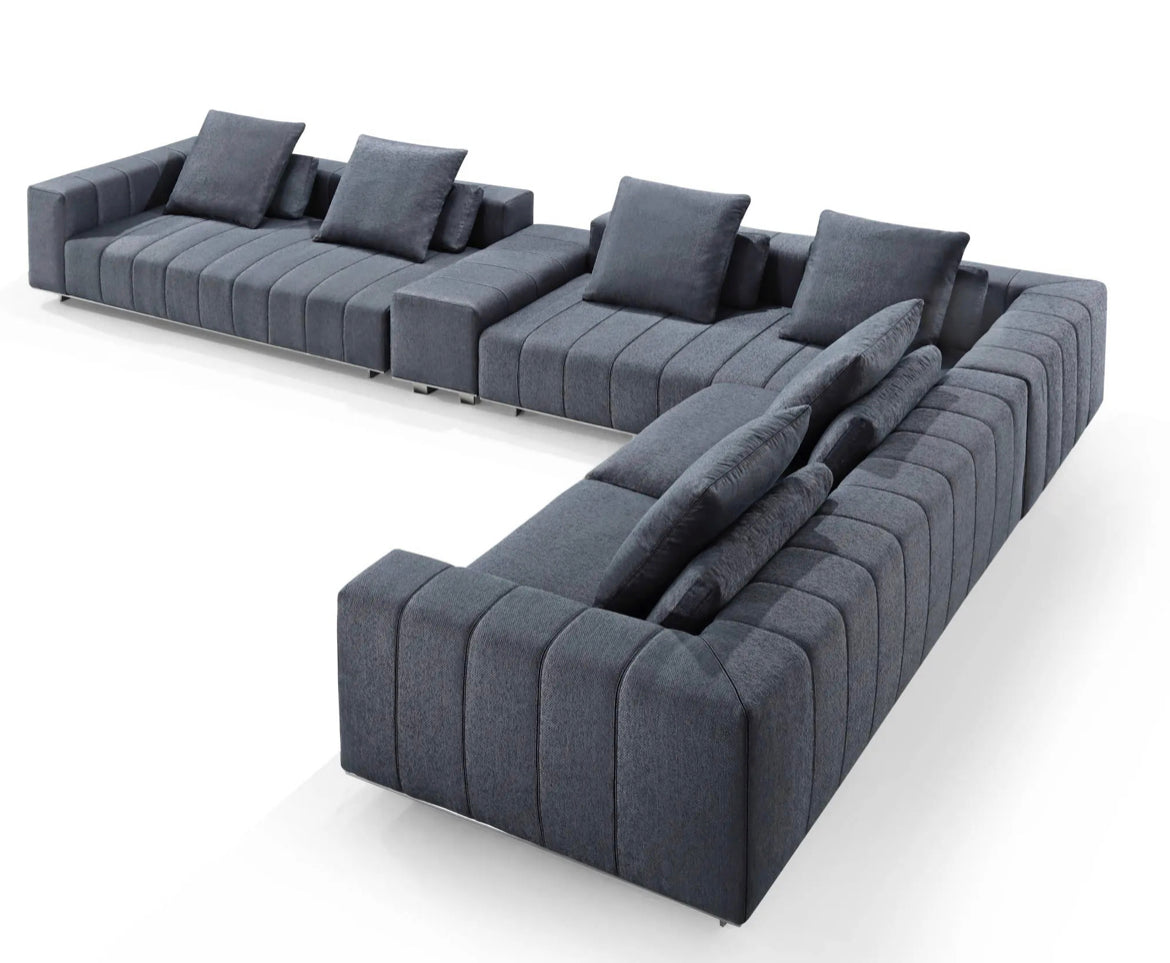 Living Room Furniture Set Nordic Modern Style Velvet Fabric L Shaped Sofa Set