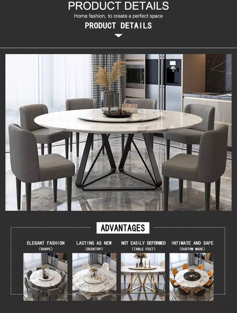 Table à manger ronde rotative Table à manger en marbre salon luxe Esstisch