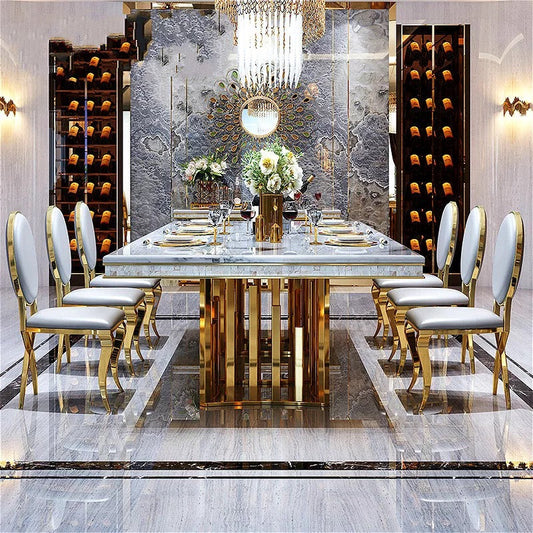 Dining Table Postmodern Italian Light Luxury Rectangular Dining Table Set 