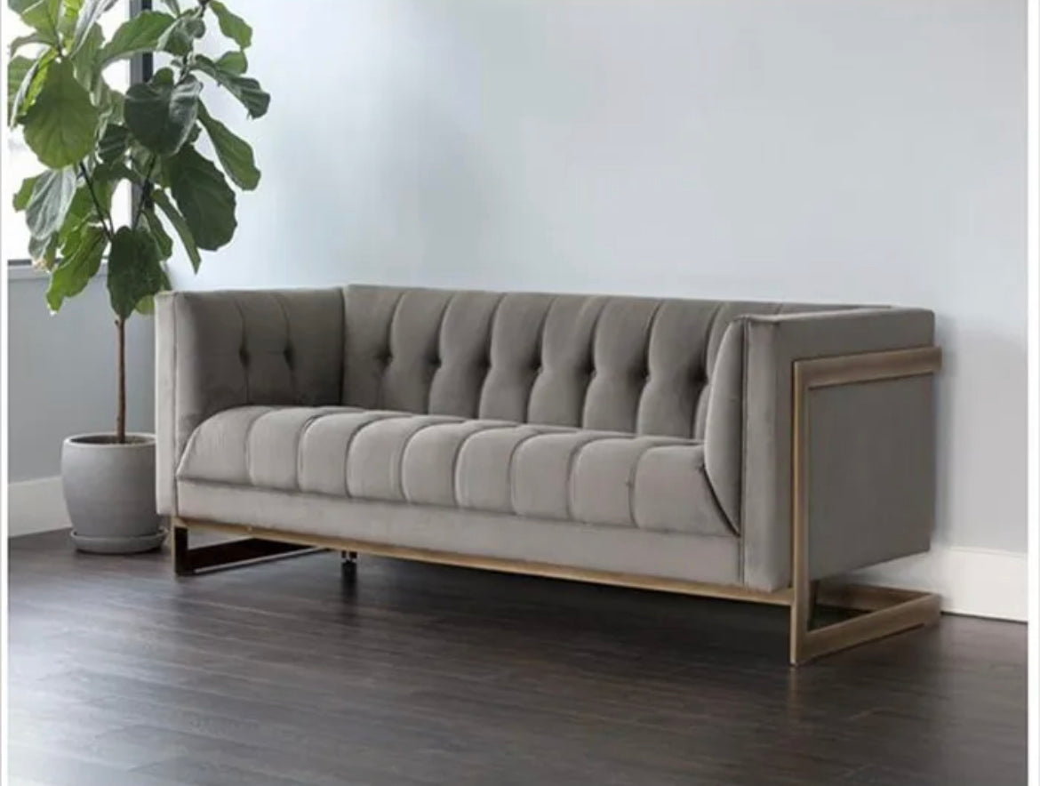 2 Seater Sofa European Style Grey Velvet Living Room Office Sofas