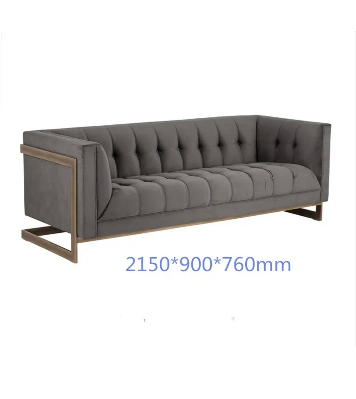 2 Seater Sofa European Style Grey Velvet Living Room Office Sofas