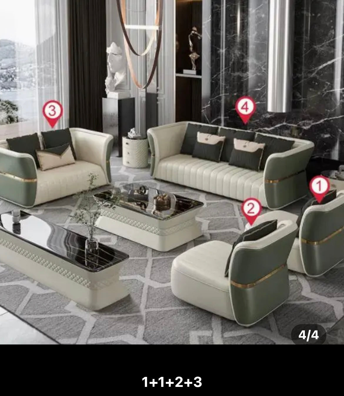 3+2+1 Seater Sofa Set America Luxury Leather Sofa Living Room Furniture Sectional Sofas
