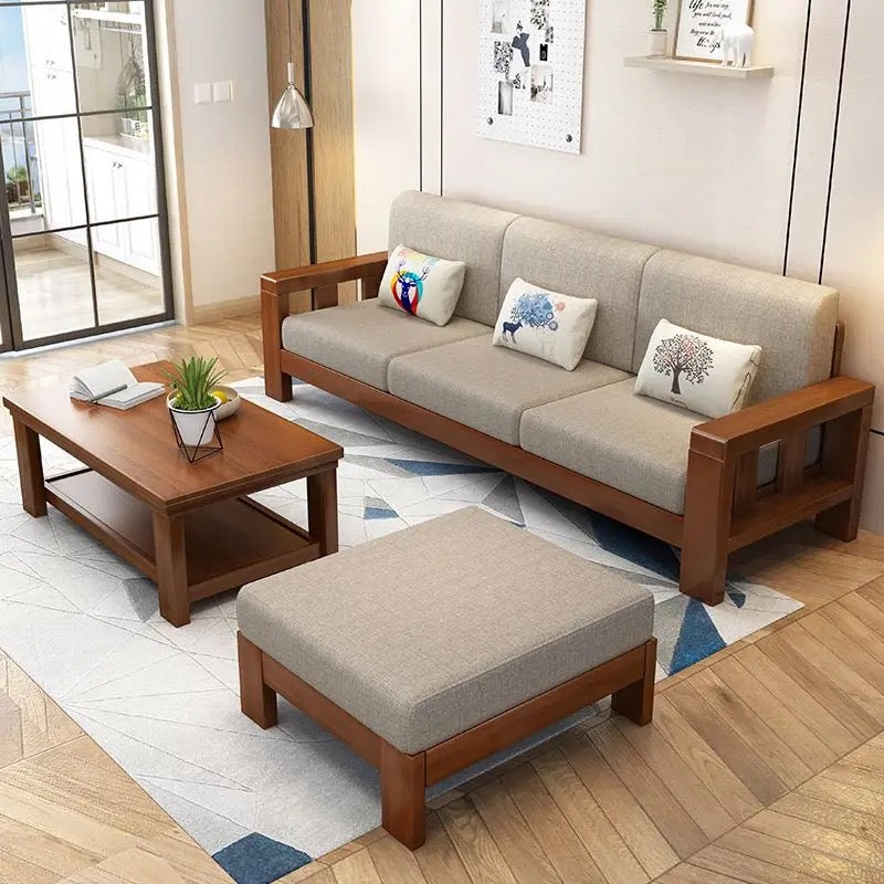 Sofa Japanese Style Antique Fashional Solid Wood Charpie Wide Soft Livingroom Sofa Sets