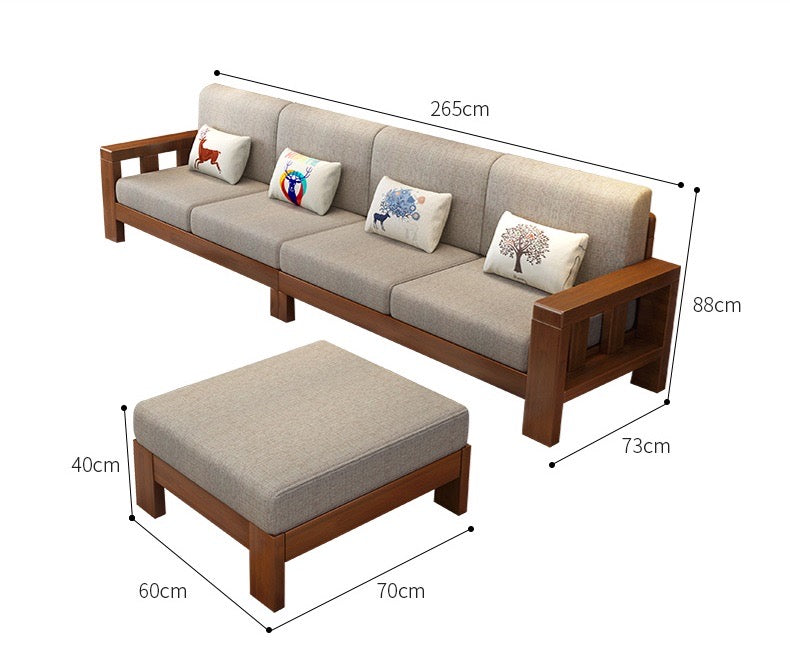 Sofa Japanese Style Antique Fashional Solid Wood Charpie Wide Soft Livingroom Sofa Sets