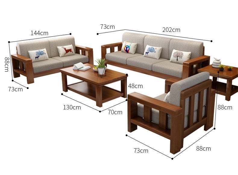 Sofa Japanese Style Antique Fashional Solid Wood Charpie Wide Soft Livingroom Sofa Sets