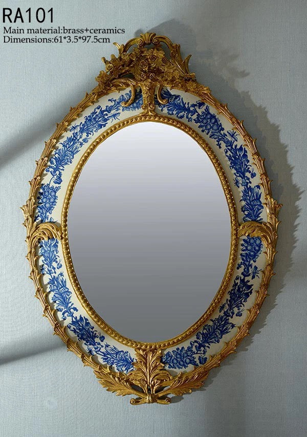 Mirror French Handmade Baroque Style Home Furniture Antique Luxury Decorative Copper Wall Mirror