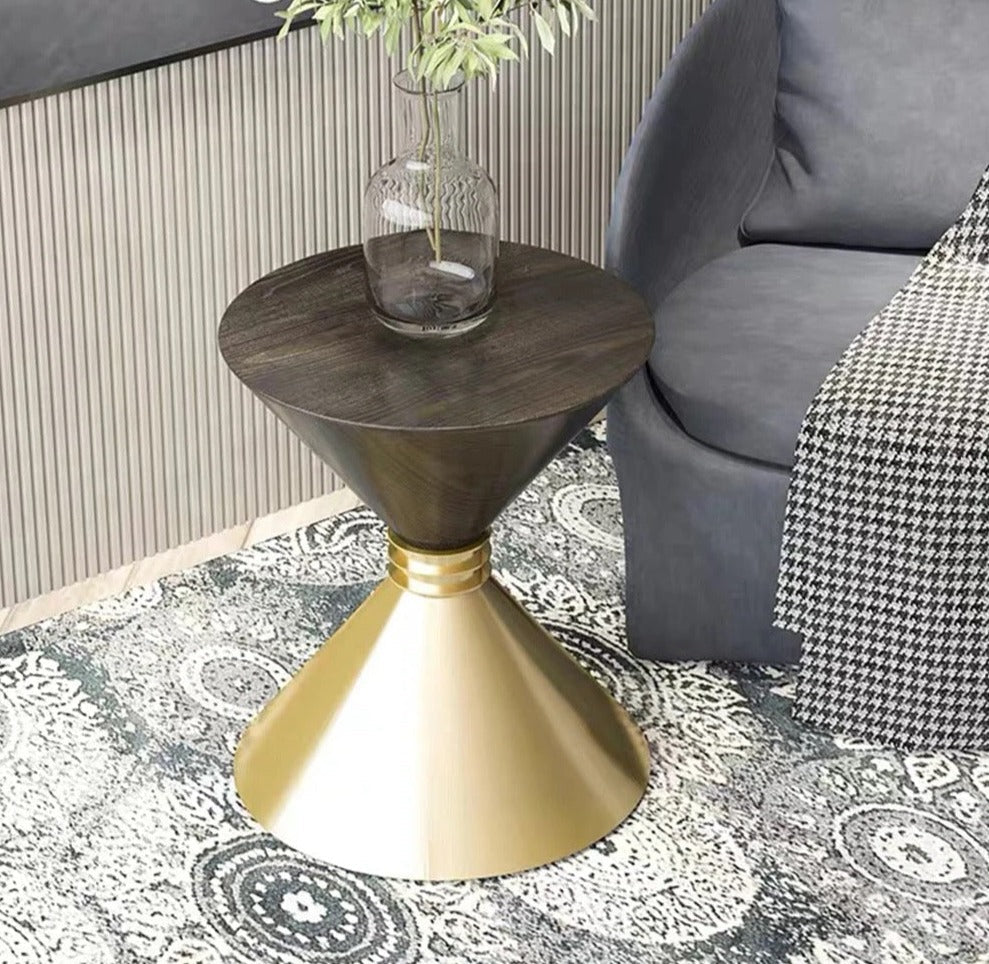 Side Table High-end Black Gold Living Room Furniture Stainless Steel Round Side Tabels