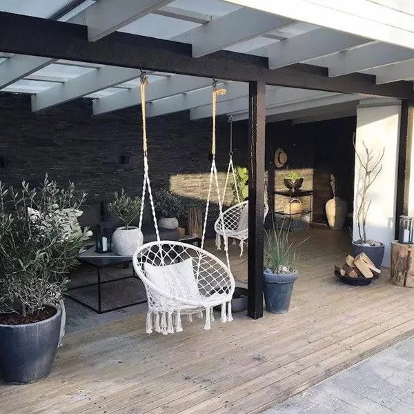 Macrame Hanging Hammock Seat Indoor Outdoor Rope Swing Porch Outdoor Furnitures