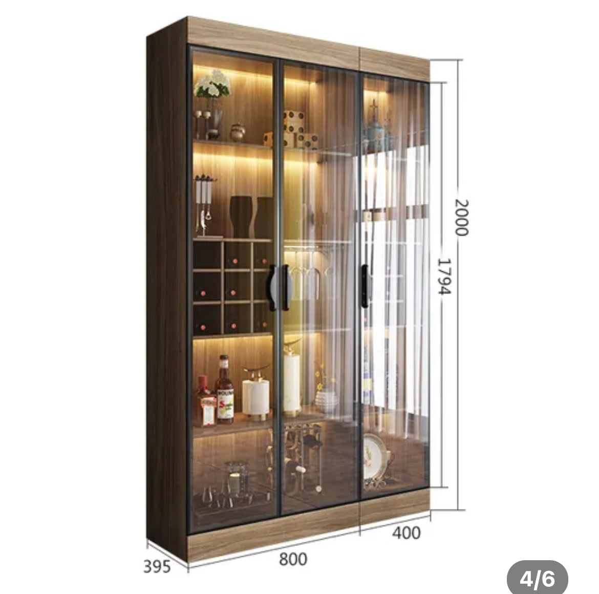 Display Wine Cabinet Modern Light Luxury Storage Cabinet Living Room Tempered Glass Display Cabinet