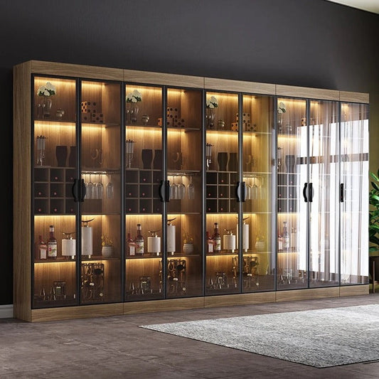 Display Wine Cabinet Modern Light Luxury Storage Cabinet Living Room Tempered Glass Display Cabinet
