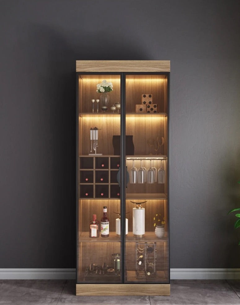 Display Wine Cabinet Modern Light Luxury Storage Cabinet Living Room Tempered Glass Display Cabinet