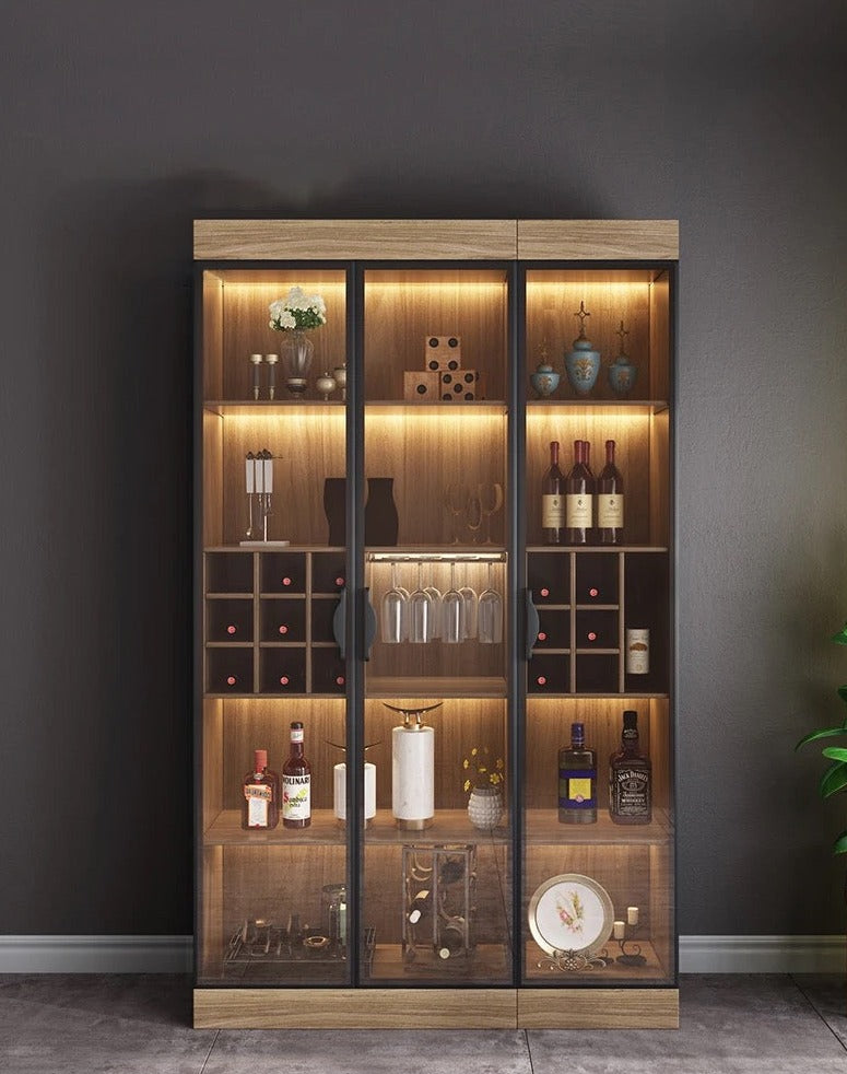 Display Wine Cabinet Modern Light Luxury Storage Cabinet Living Room Tempered Glass Display Cabinet