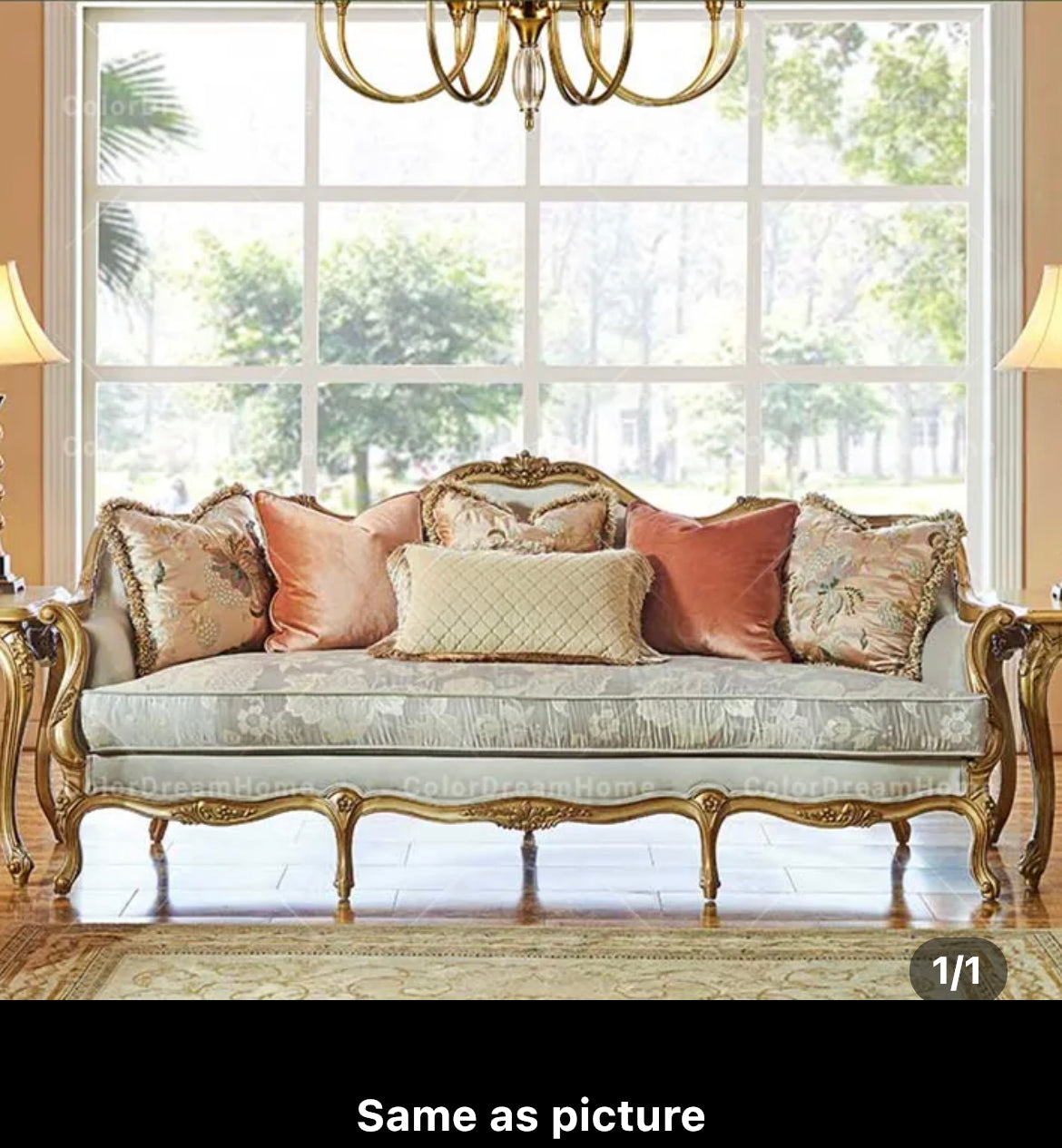 Juego de sofás de 3 plazas, sofás de madera maciza de diseño antiguo francés barroco para sala de estar 