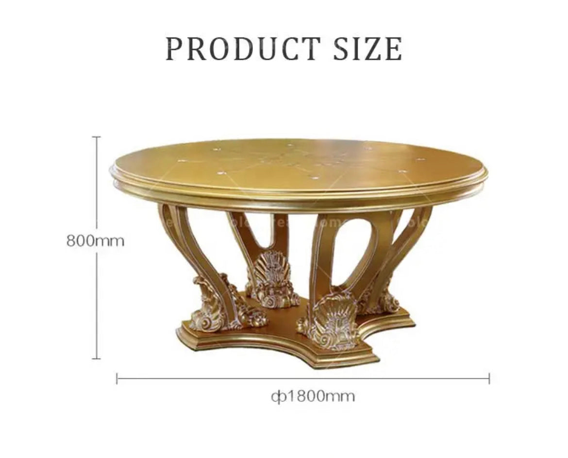 Dining Room Furniture Luxury Carving Wood 6 Seater Round Dining Table Set Baroque Design Furniture