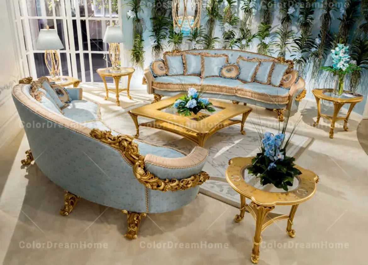 Exclusive Sectional Sofa Units Italian Luxury Carved Living Room Furniture Pink Solid Wood Baroque Design Sofa Set