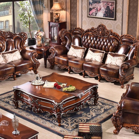 Sectional Sofa European Luxury Living Room Sofa Antique 7 Seater Hand Carved Solid Wood Baroque Design Sofas