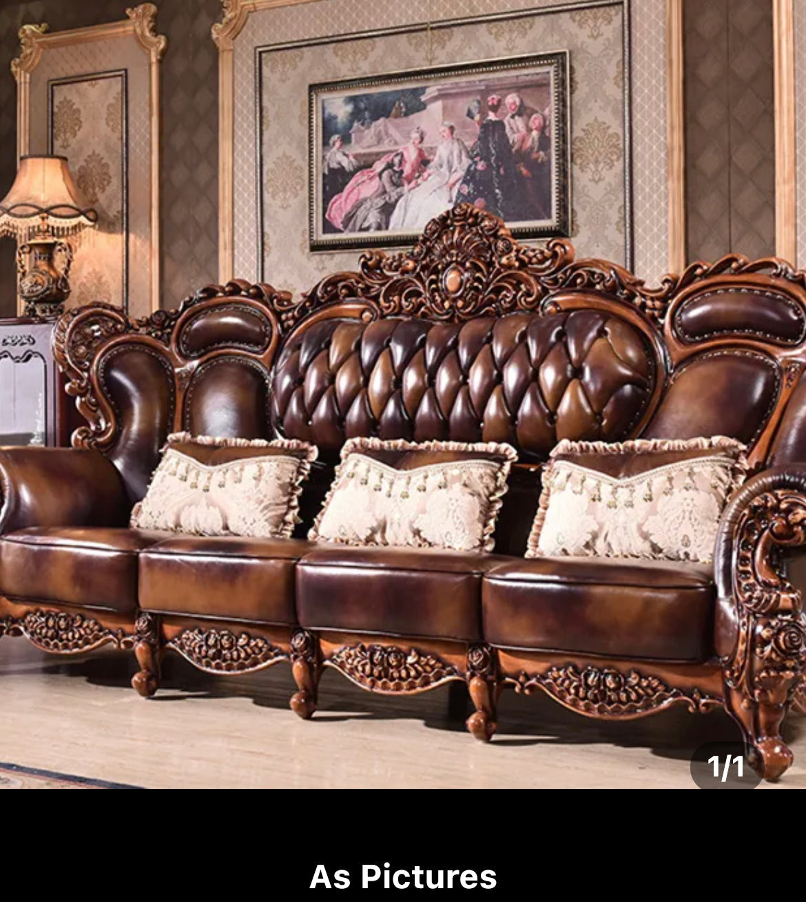 Sectional Sofa European Luxury Living Room Sofa Antique 7 Seater Hand Carved Solid Wood Baroque Design Sofas