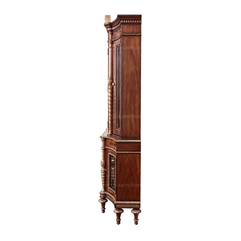 Display Cabinet British Royal Antique Luxury Dining Room Furniture Wooden Glass Display Cabinet