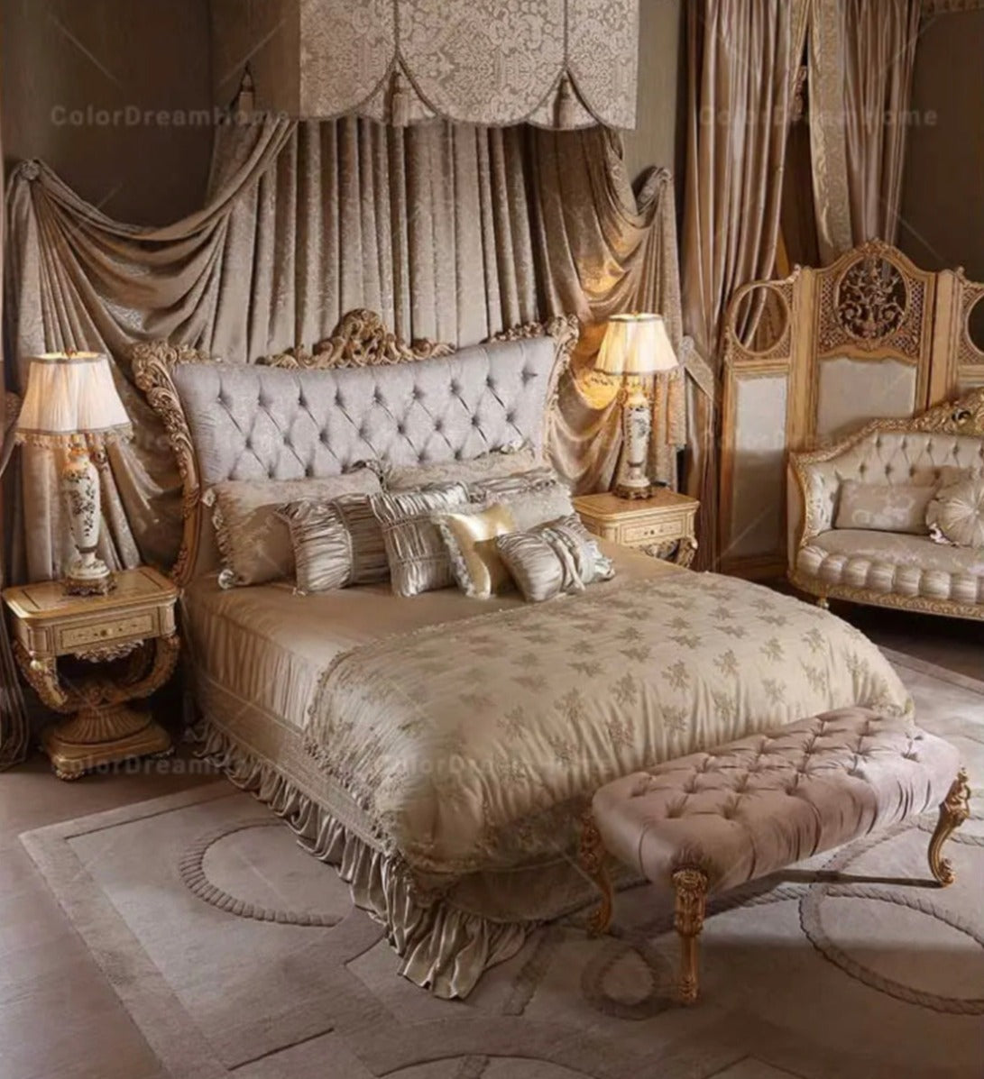 Bedroom Set Italian Court Solid Wood Carving Luxury Bedroom Set Baroque Design Furniture