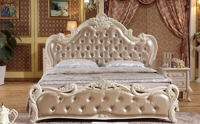 Double Bed Baroque Style King Size Carved Royal Italian Luxury Bed Bedroom Furniture