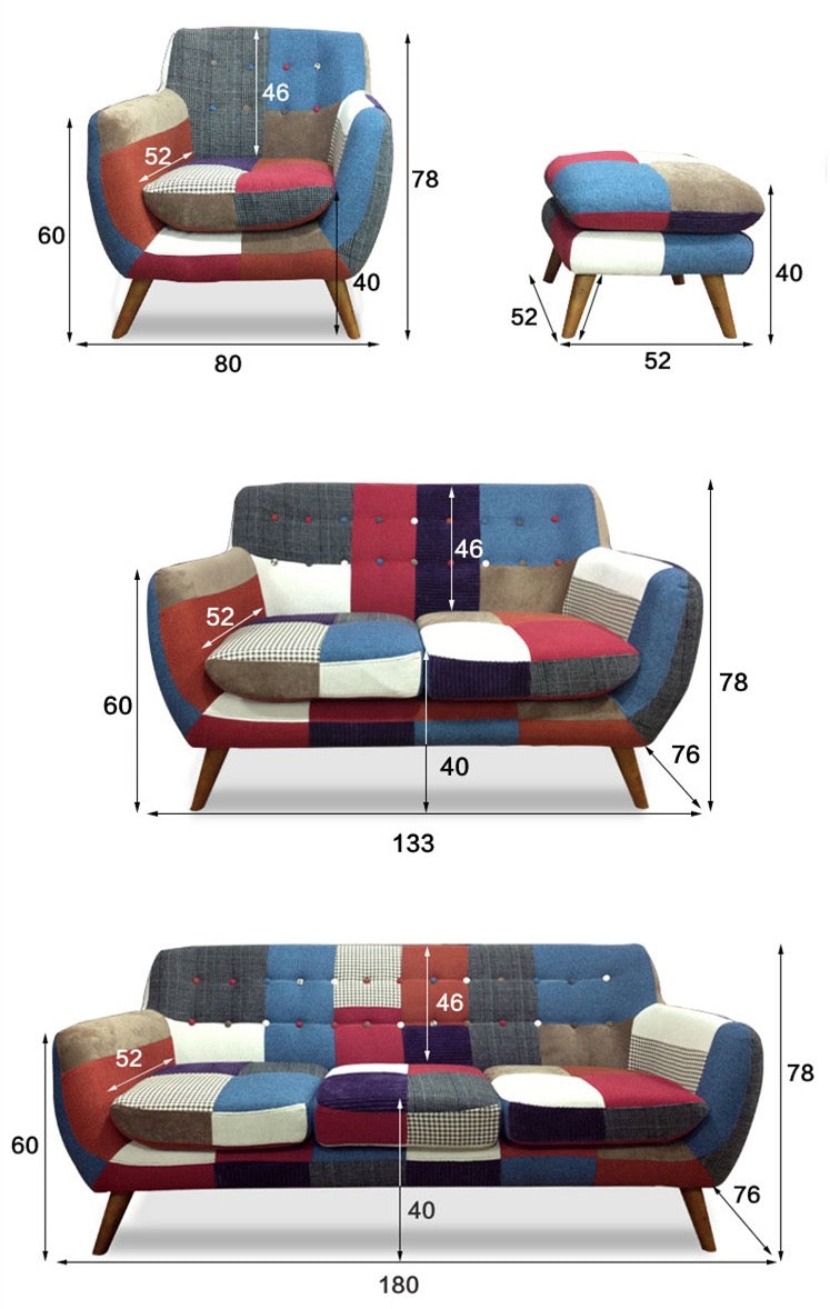 Sofá de 2 plazas, muebles de sala de estar, juegos de sofás de cuero de color de contraste de estilo vintage 