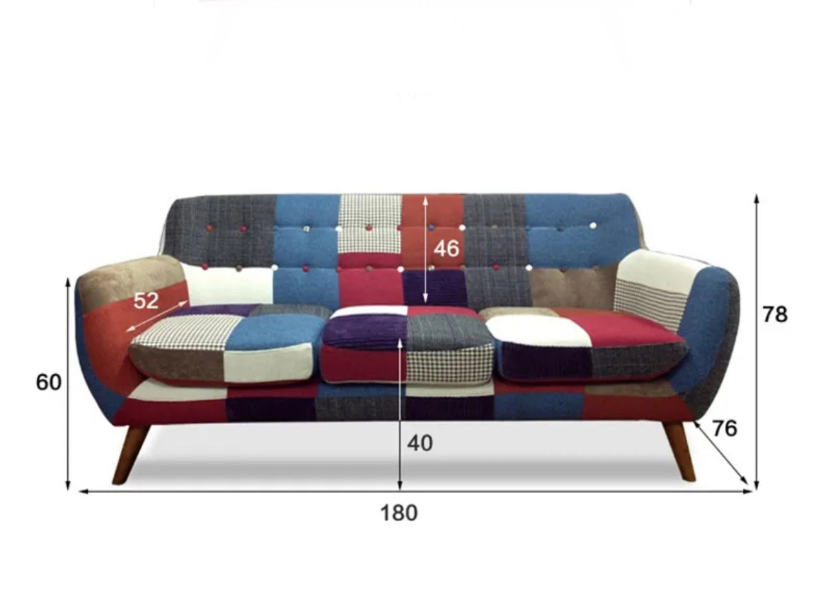 Sofá de 2 plazas, muebles de sala de estar, juegos de sofás de cuero de color de contraste de estilo vintage 