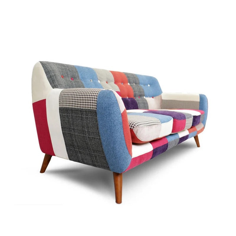 Conjunto de sofás Muebles de sala de estar Diseño vintage Color de contraste Conjuntos de sofás de cuero 3+2+1 