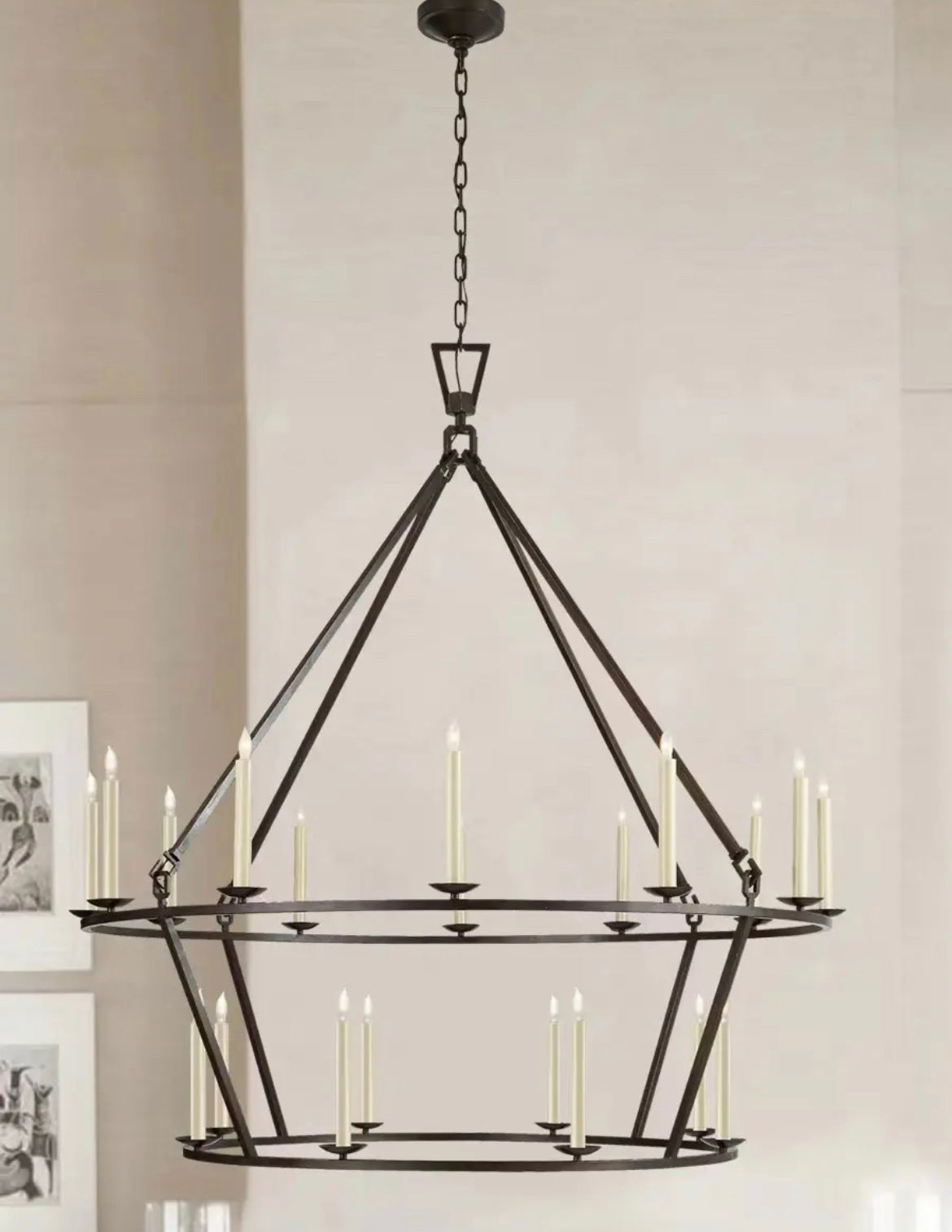 Chandelier American Retro Industrial Style Candle Chandelier Wrought Iron Circle Lights