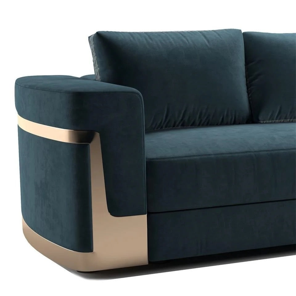 3 Seater Sofa Luxury Fendy Green Velvet Modern Fall Winter Living Room Furniture Design