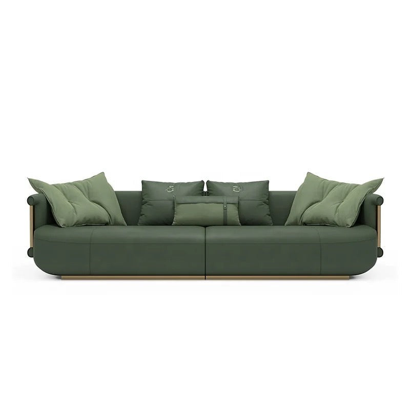 Fall Winter Turri Comfortable Design 3 Seater Green Leather Soft Sofa Living Room Furniture