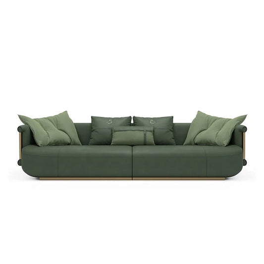 Fall Winter Turri Comfortable Design 3 Seater Green Leather Soft Sofa Living Room Furniture