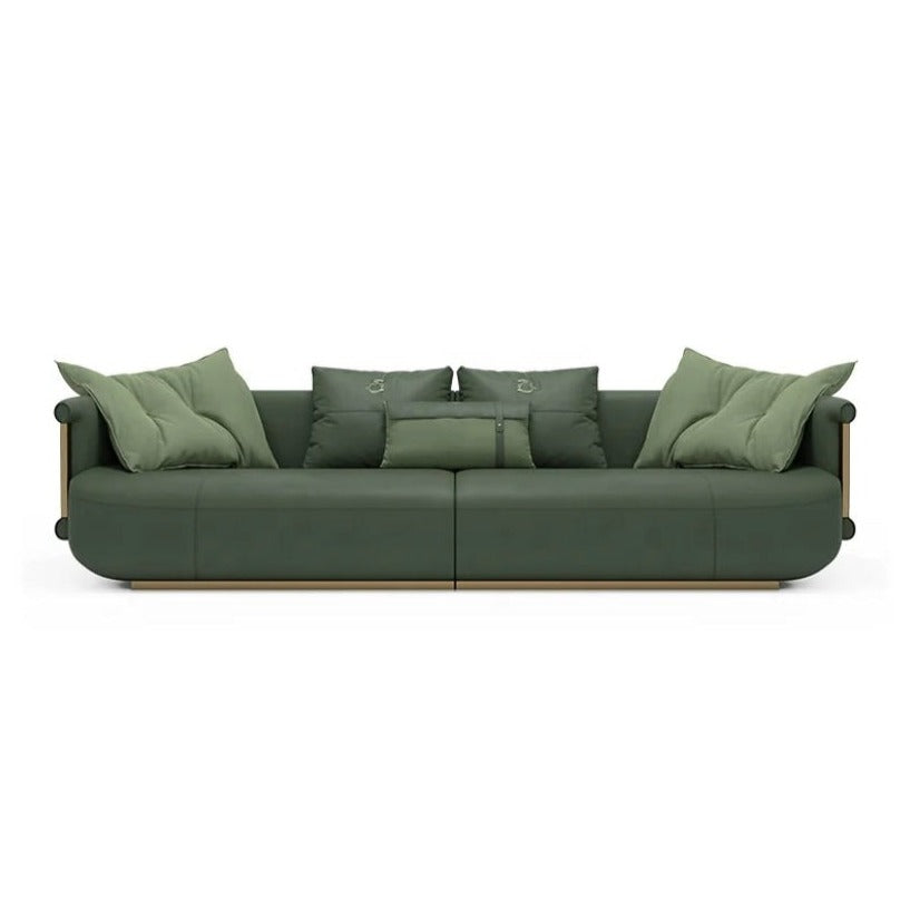 Fall Winter Turri Comfortable Design 3 Seater Green Leather Soft Sofa Living Room Furniture