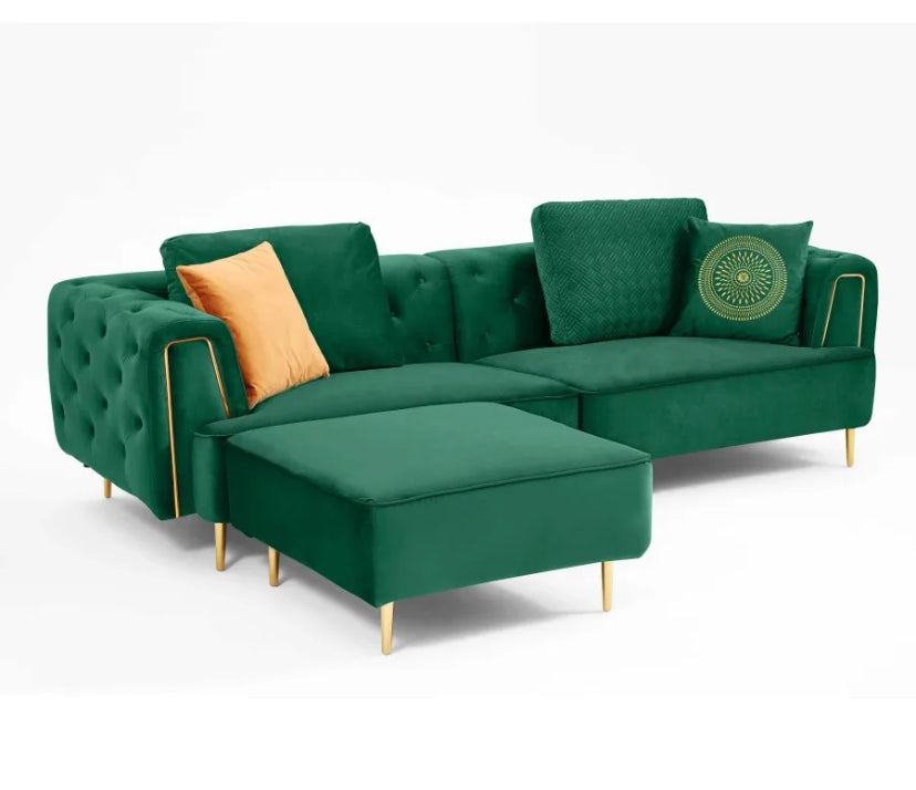 3+2+1 Sofa Set Noble Emerald Green Velvet Tufted Sofas Fall Winter's Home Design