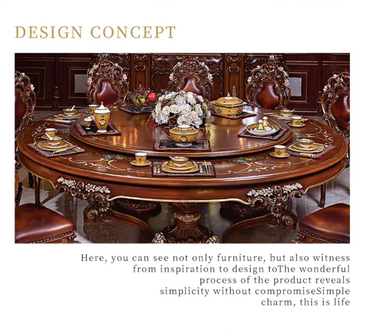 Juego de estilo antiguo hecho a mano con mesa tallada de lujo de diseño francés barroco