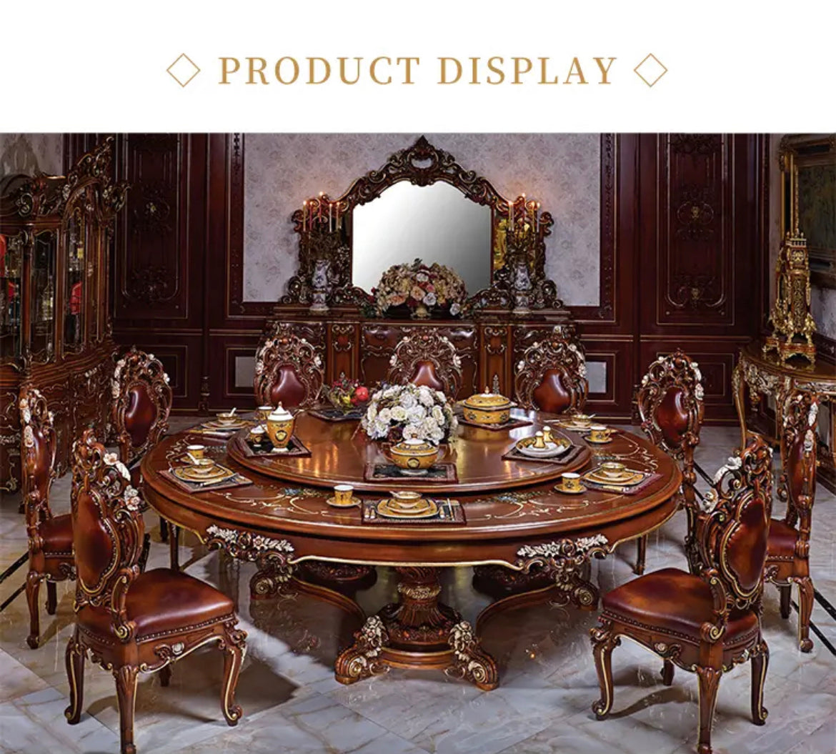 Table sculptée pour salle à manger de luxe, Design français baroque, ensemble de Style Antique fait à la main