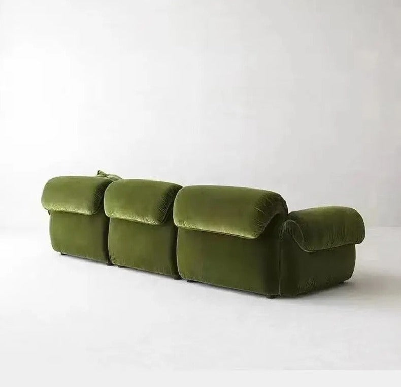Three Seater Chesterfield Sofa Living Room Dark Green Flannel Minimalist Sofa Combination