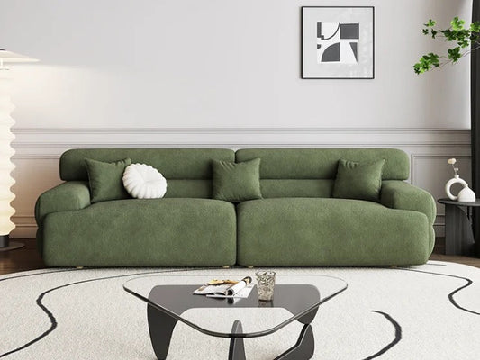 3 Seater Sofa Nordic Fabric Fleece Green Living Room In-line Module Sofas