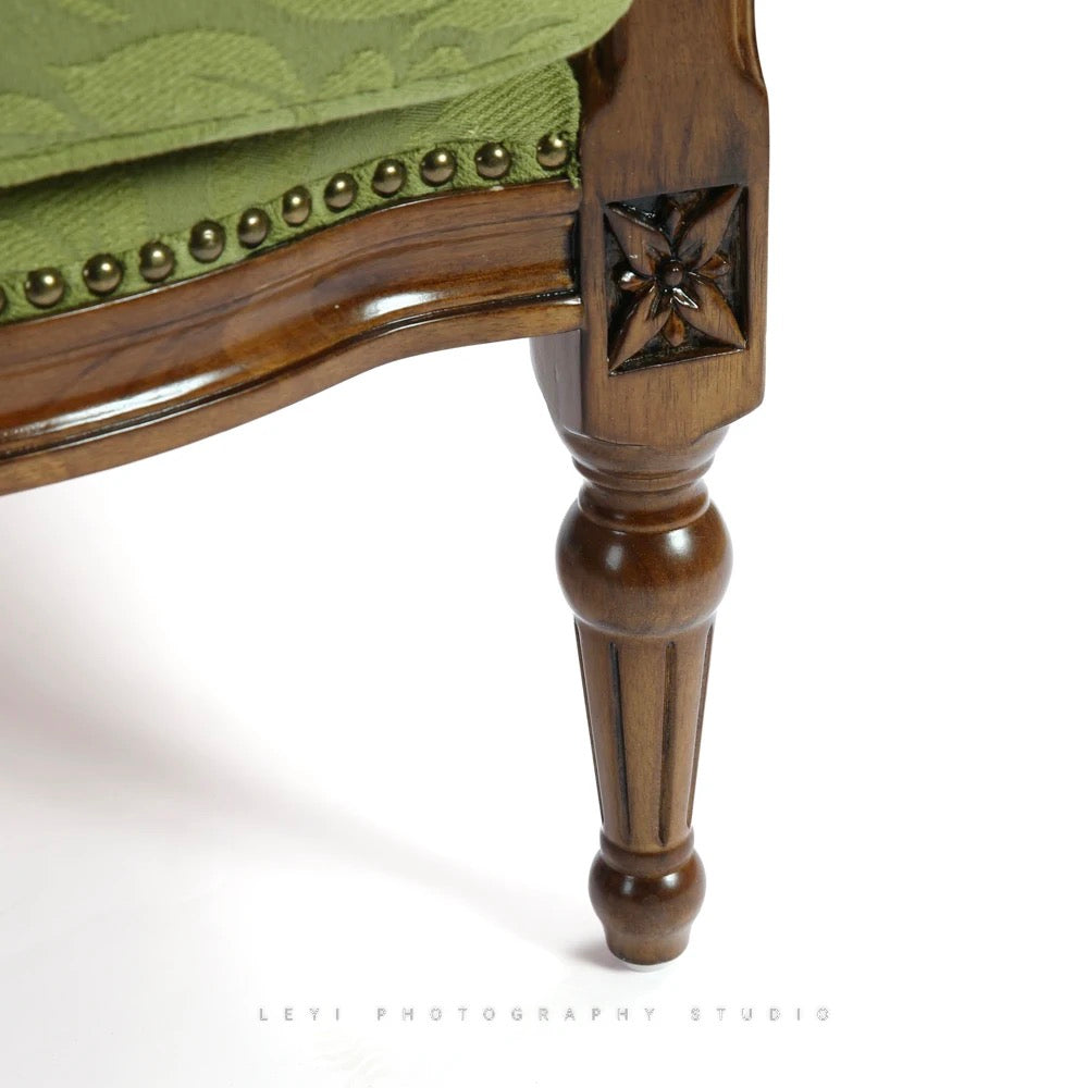 Silla clásica de lujo del estilo francés del telar jacquar de la antigüedad de la silla del sofá de una plaza