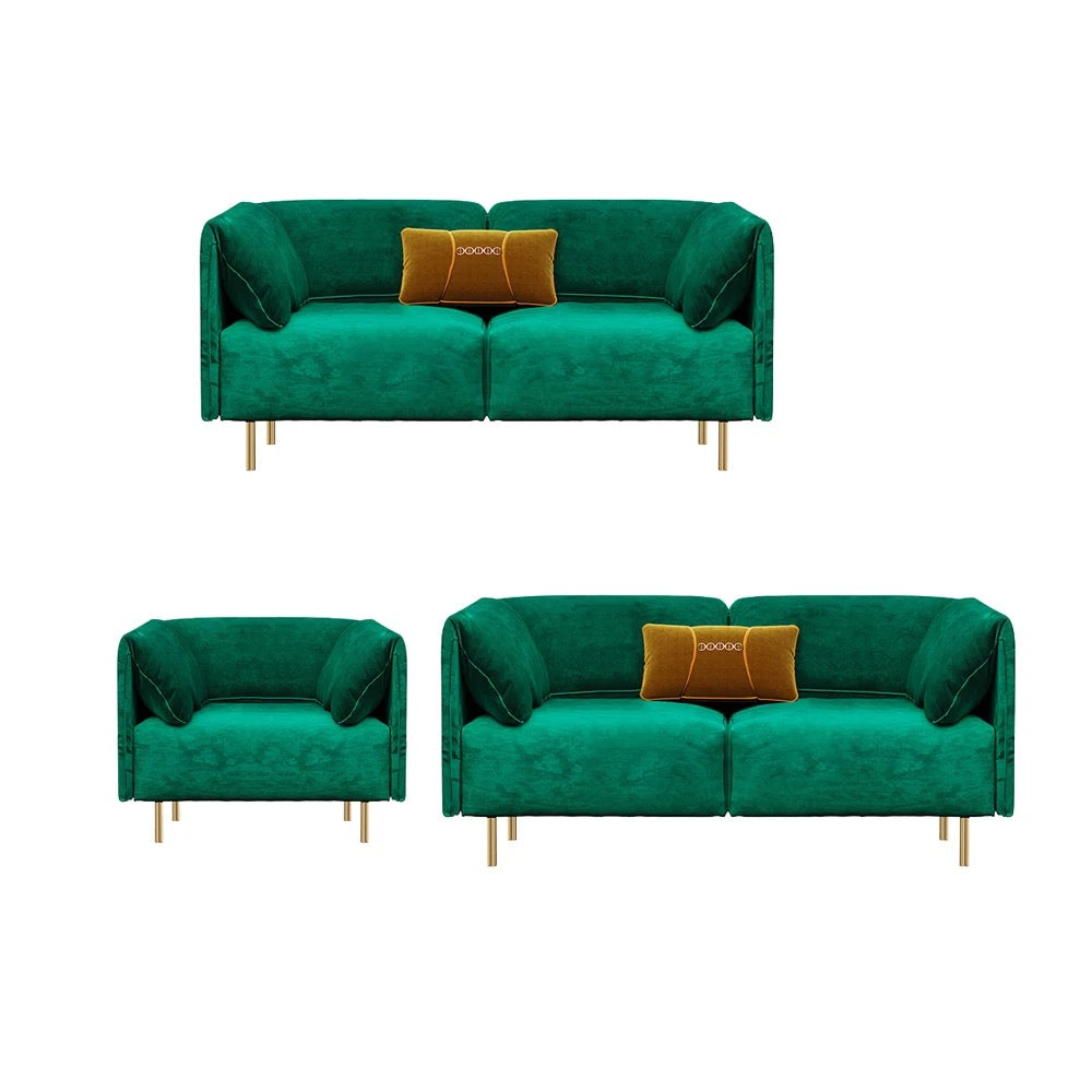 3 Seater Sofa Fall Winter Design Modern Green Sofa High Density Foam Flannelette Sofas
