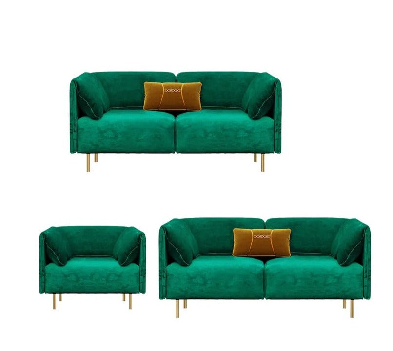 Fall Winter Modern Interior Design Sofa 3+2+1 Green High Density Foam Flannelette Sofas