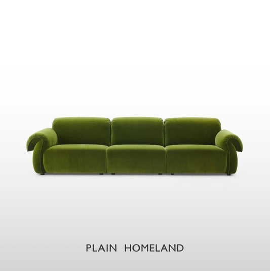 Sofás de tres plazas para sala de estar, sofá de lujo moderno de tela verde, sofás de nuevo diseño para otoño e invierno