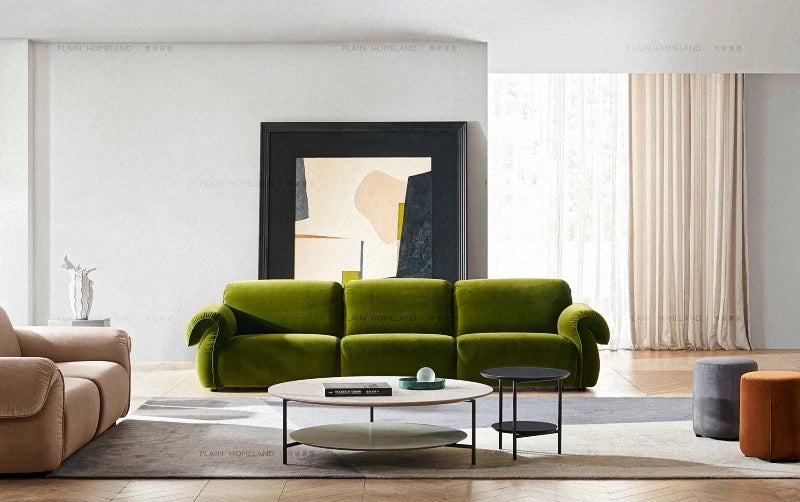 Three Seater Sofas Living Room Green Fabric Modern Luxury Sofa Fall Winter New Design Sofas