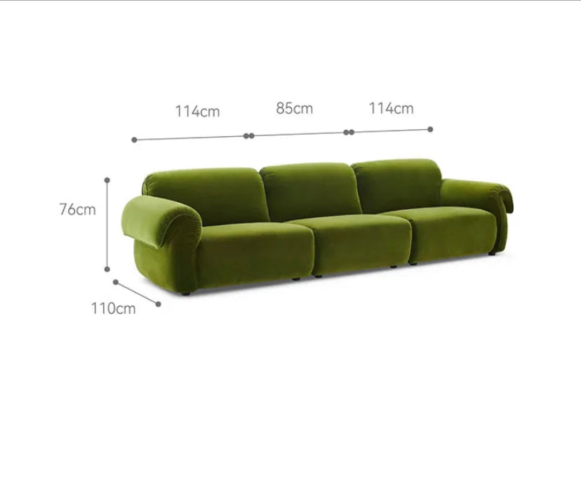 Three Seater Sofas Living Room Green Fabric Modern Luxury Sofa Fall Winter New Design Sofas