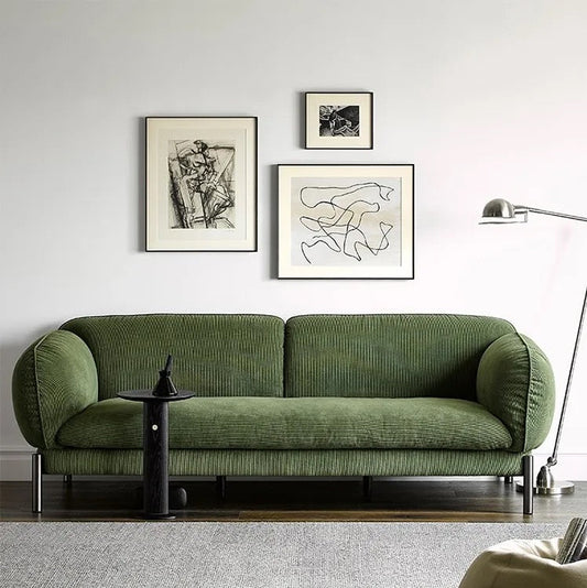 3 Seater Modern Living Room Sofa Salon Green Velvet Fabric Sofas
